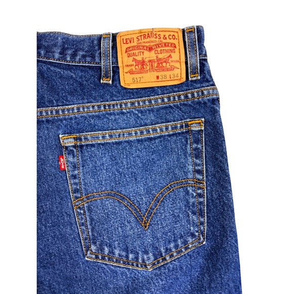 Vtg Y2K Levis 517 Bootcut Jeans Mens 38x34 Medium Wash Blue Pants - Picture 8 of 13